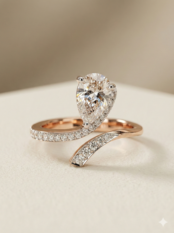 The Graceful Pear Cut Bypass Ring