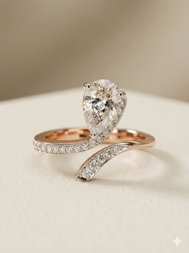 The Graceful Pear Cut Bypass Ring