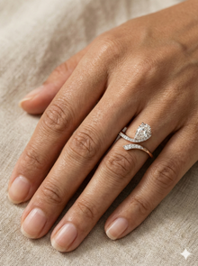 The Graceful Pear Cut Bypass Ring