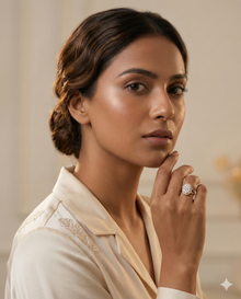 The Rose Gold Oval Cluster Halo Split Shank Ring