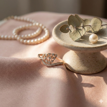 The Rose Gold Diamond Stylized Leaf Ring