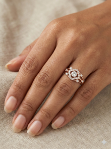 The Rose Gold Geometric Open-Work Diamond Ring