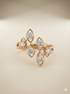 The Rose Gold Geometric Diamond Leaf Cluster Ring