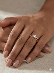 The Rose Gold Double Band Illusion Solitaire Ring
