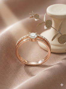 The Rose Gold Double Band Illusion Solitaire Ring
