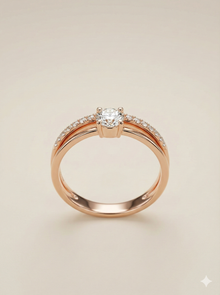 The Rose Gold Double Band Illusion Solitaire Ring