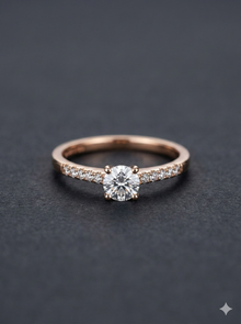 The Rose Gold Classic Pave Diamond Solitaire Ring