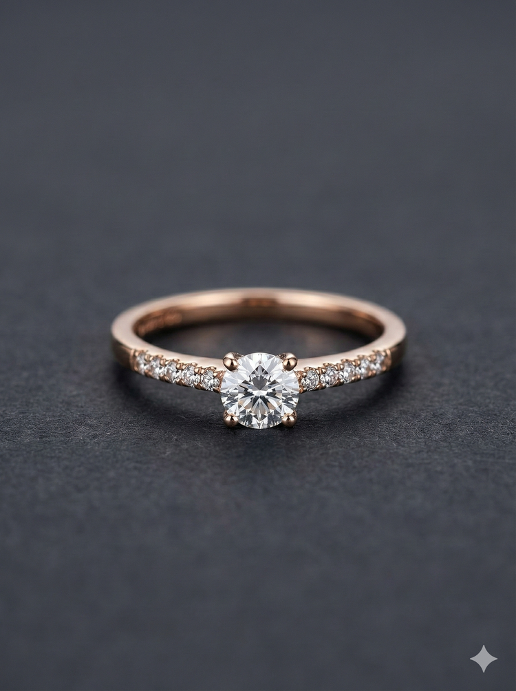 The Rose Gold Classic Pave Diamond Solitaire Ring