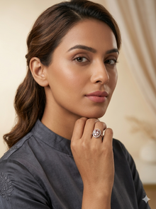 The Enchanting Oval Peachy-Pink Morganite Halo Ring