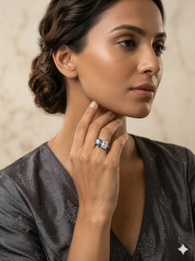 The Platinum Blue & White Toi et Moi Ring
