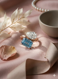 The Azure & Pear Toi et Moi Ring in Rose Gold