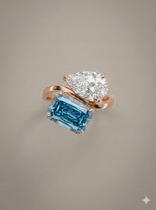 The Azure & Pear Toi et Moi Ring in Rose Gold
