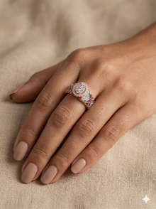The Rose Gold Amethyst & Diamond Geometric X Band Ring