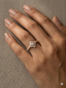 The Rose Gold Diamond Quatrefoil Geometric Band Ring