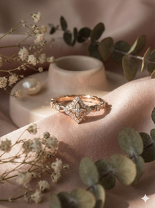 The Rose Gold Diamond Quatrefoil Geometric Band Ring