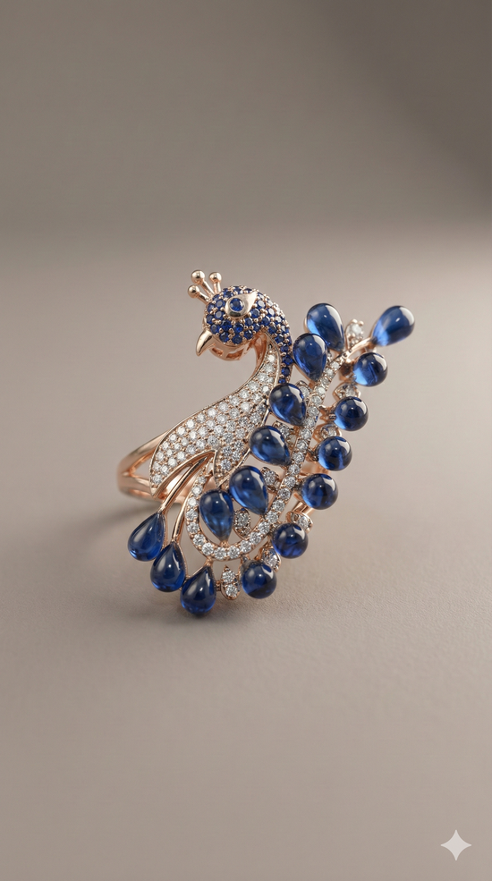 The Regal Peacock Diamond Statement Ring