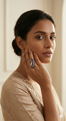 The Regal Peacock Diamond Statement Ring