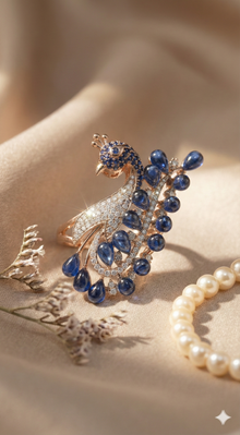 The Regal Peacock Diamond Statement Ring