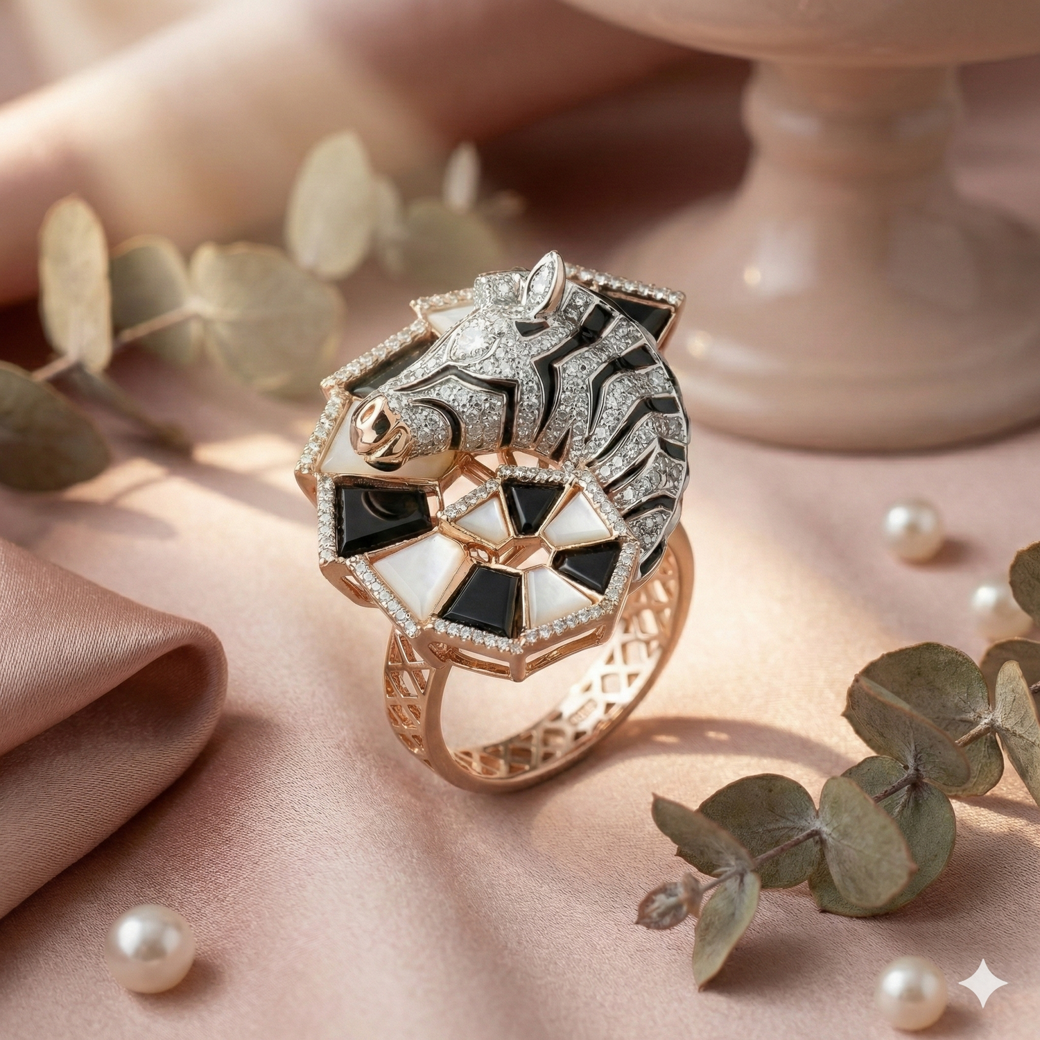 The Majestic Diamond Zebra Statement Ring