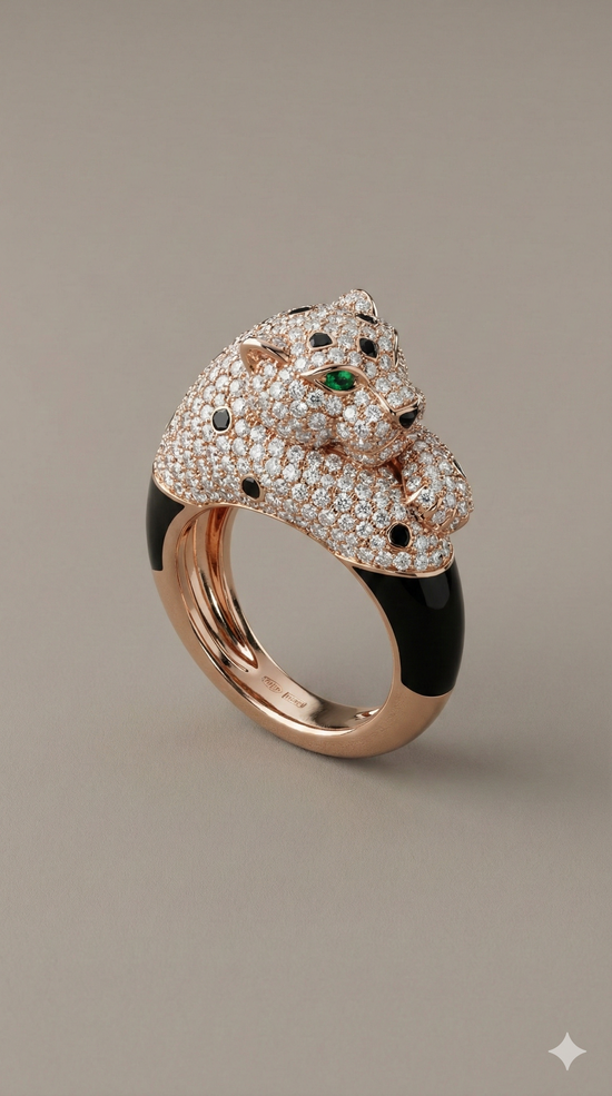 The Regal Diamond Panther Statement Ring