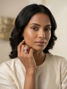 The Art Deco Twin Ruby Diamond Statement Ring
