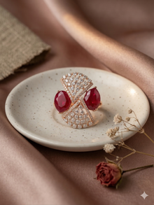 The Art Deco Twin Ruby Diamond Statement Ring