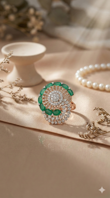 The Luminous Spiral Green Gemstone Diamond Ring