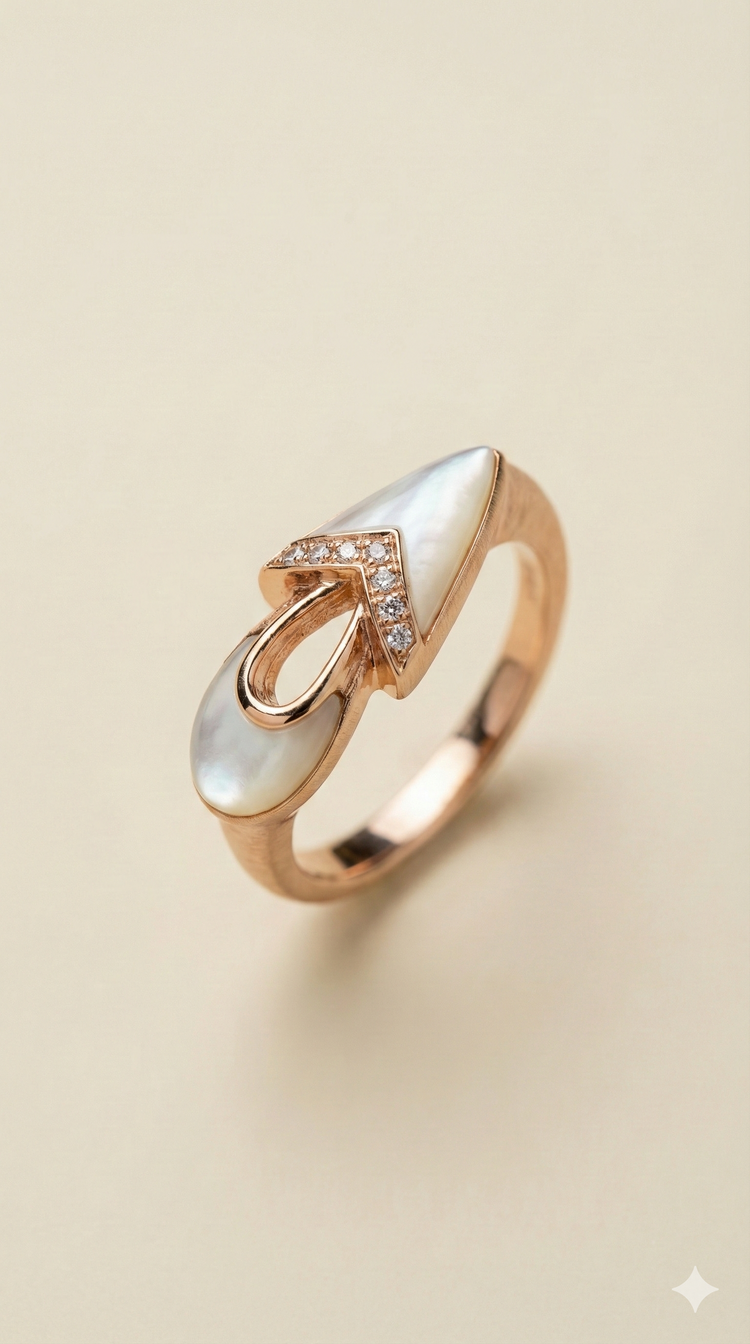 The Luminous Mother of Pearl Rose Gold Diamond Ring