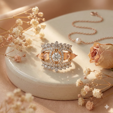 The Royal Peach Cabochon & Diamond Shield Ring