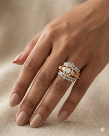 The Royal Peach Cabochon & Diamond Shield Ring