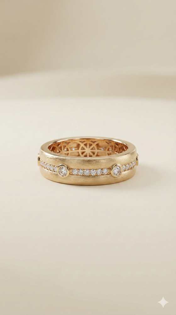 The Brushed Gold Celestial Diamond Band