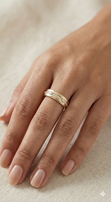 The Brushed Gold Celestial Diamond Band