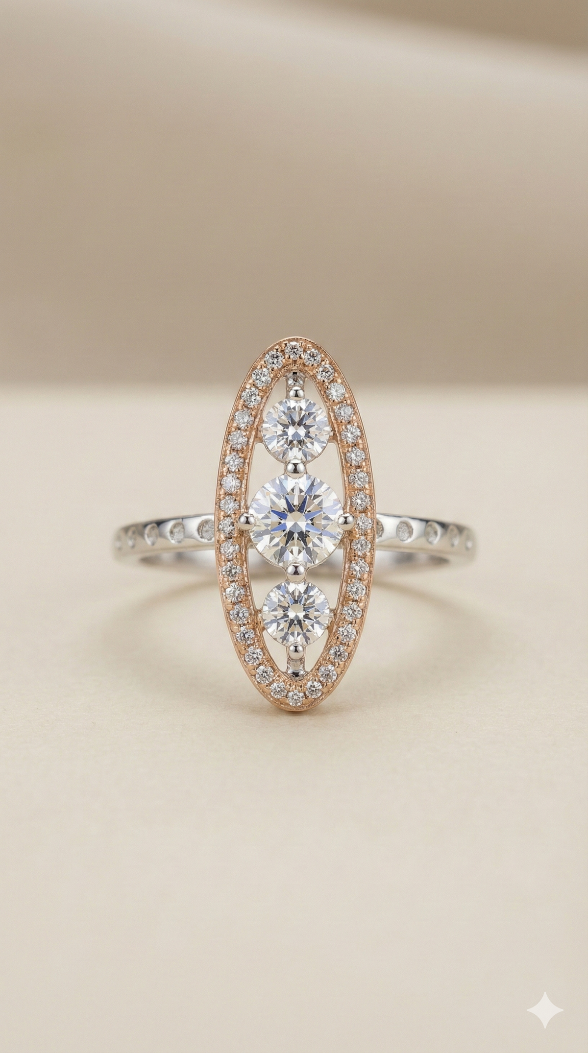 The Radiant Two-Tone Vertical Diamond Ring