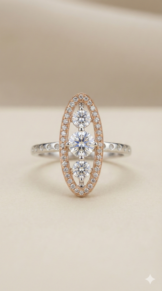 The Radiant Two-Tone Vertical Diamond Ring
