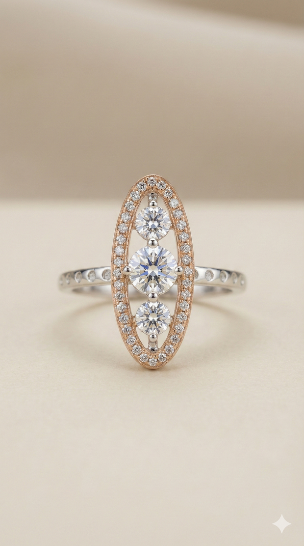 The Radiant Two-Tone Vertical Diamond Ring