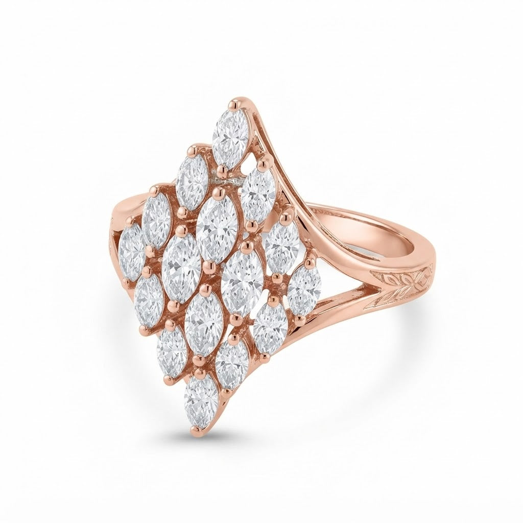 & Diamond Chandbali-Style Ring for Women in 14KT Gold