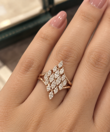 & Diamond Chandbali-Style Ring for Women in 14KT Gold