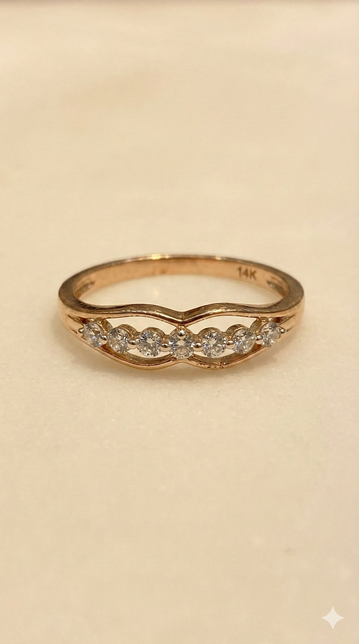 The Floating Curve Rose Gold Diamond Ring