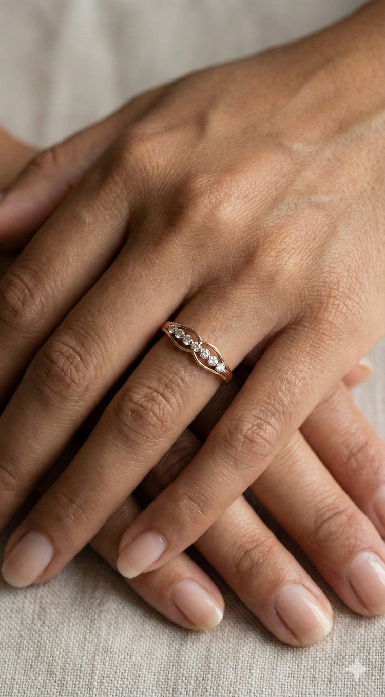 The Floating Curve Rose Gold Diamond Ring