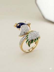 The Royal Enamel Peacock Statement Ring