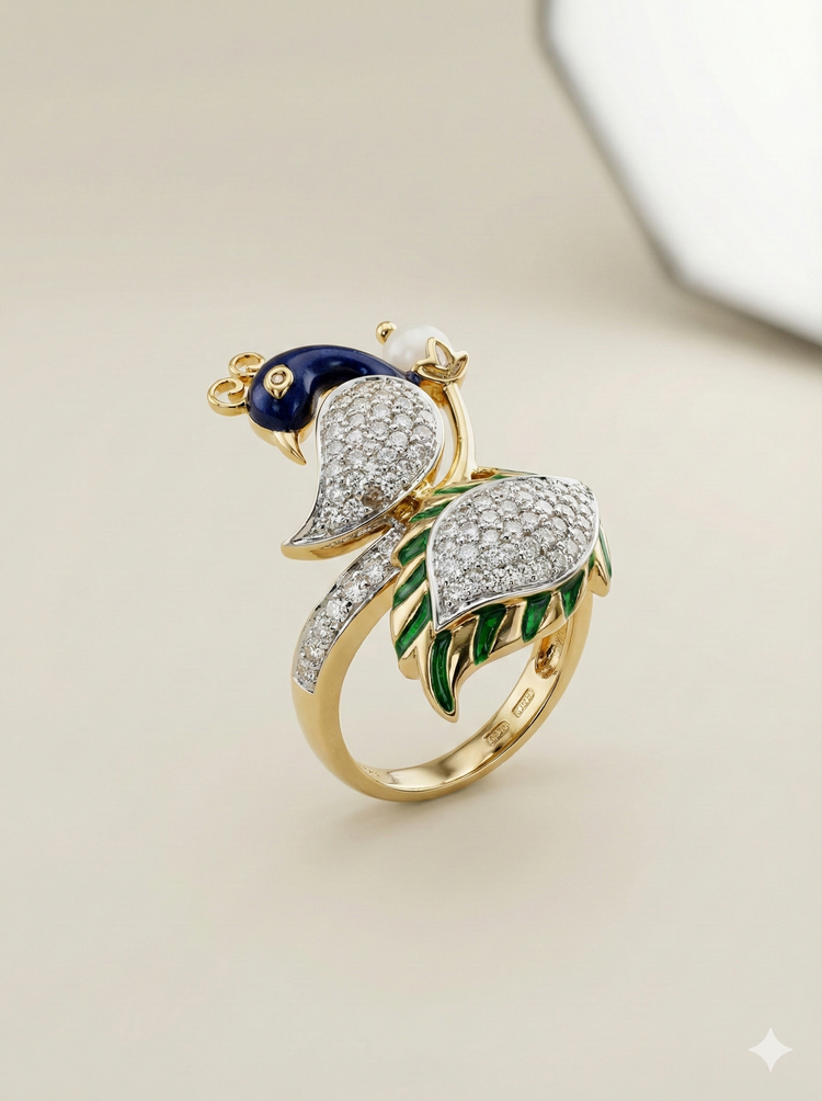 The Royal Enamel Peacock Statement Ring