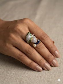 The Royal Enamel Peacock Statement Ring