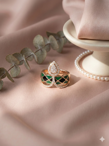 The Geometric Enamel Serpent Ring in Rose Gold