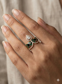 The Geometric Enamel Serpent Ring in Rose Gold