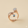 The Dazzling Evil Eye Rose Gold Diamond Wrap Ring