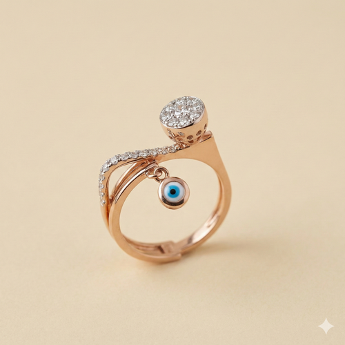 The Dazzling Evil Eye Rose Gold Diamond Wrap Ring