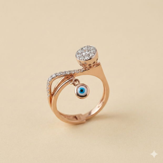 The Dazzling Evil Eye Rose Gold Diamond Wrap Ring