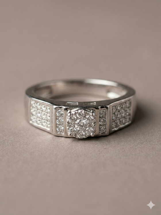 The Modern Power Cluster Ring in White Gold
