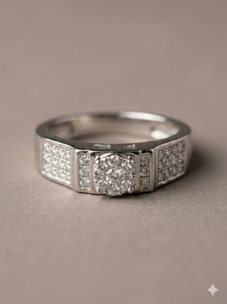 The Modern Power Cluster Ring in White Gold