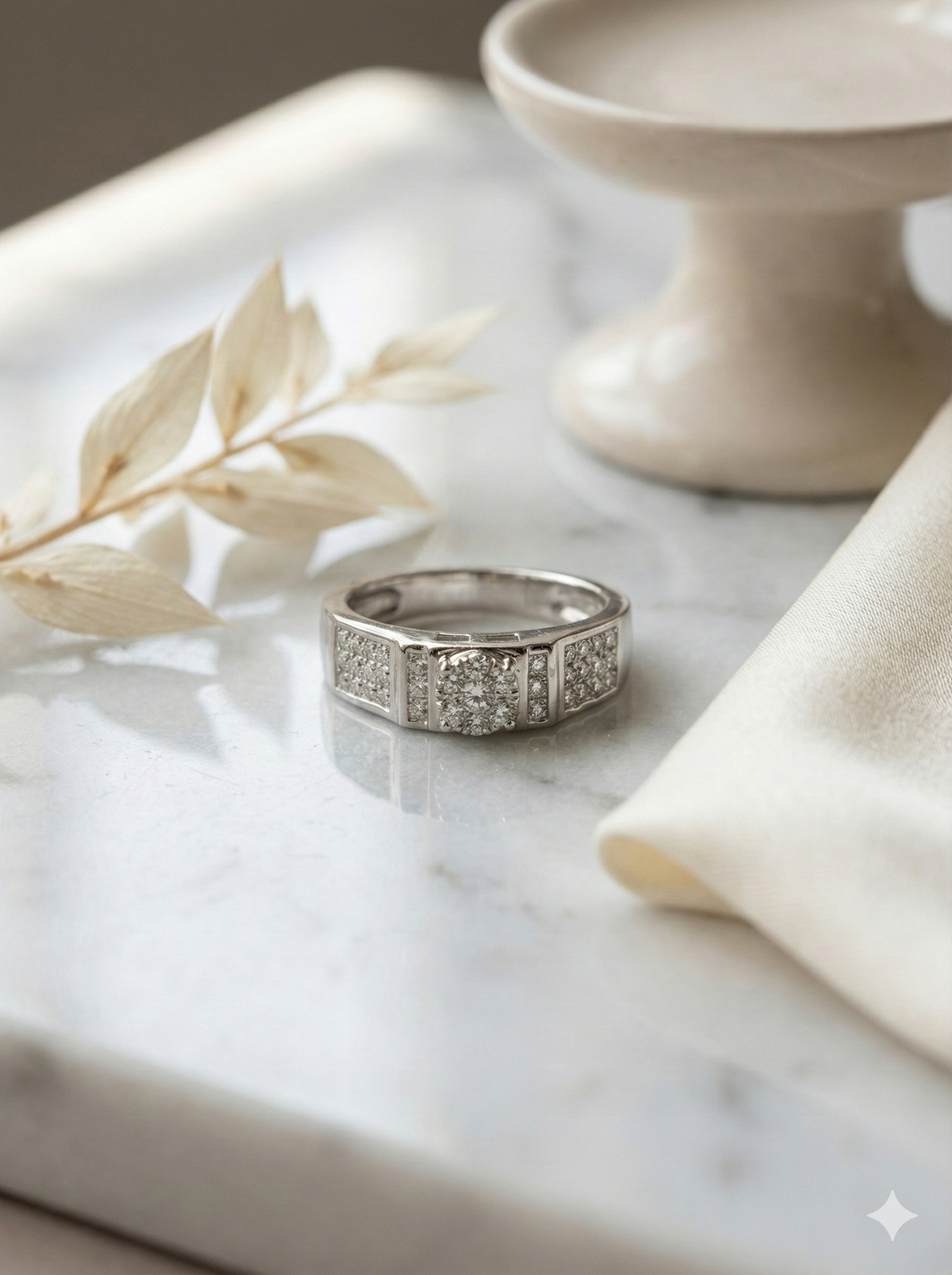 The Modern Power Cluster Ring in White Gold